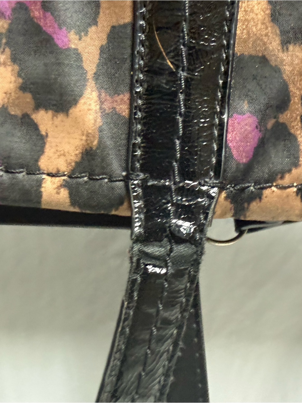 Coach F25282 Leopard Print Purple Patent Shoulder Bag Purse - Picture 10 of 14